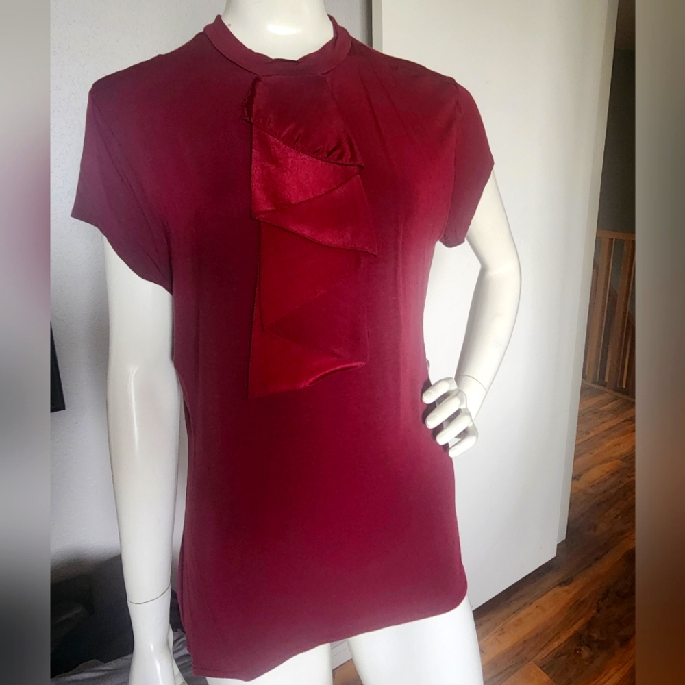 Maroon top with scarf accent